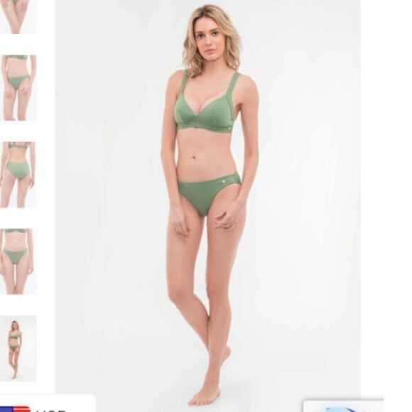 Sunseeker 10 green Rustic Sweetheart Bralette & textured mid-rise bikini bottom - Picture 8 of 16